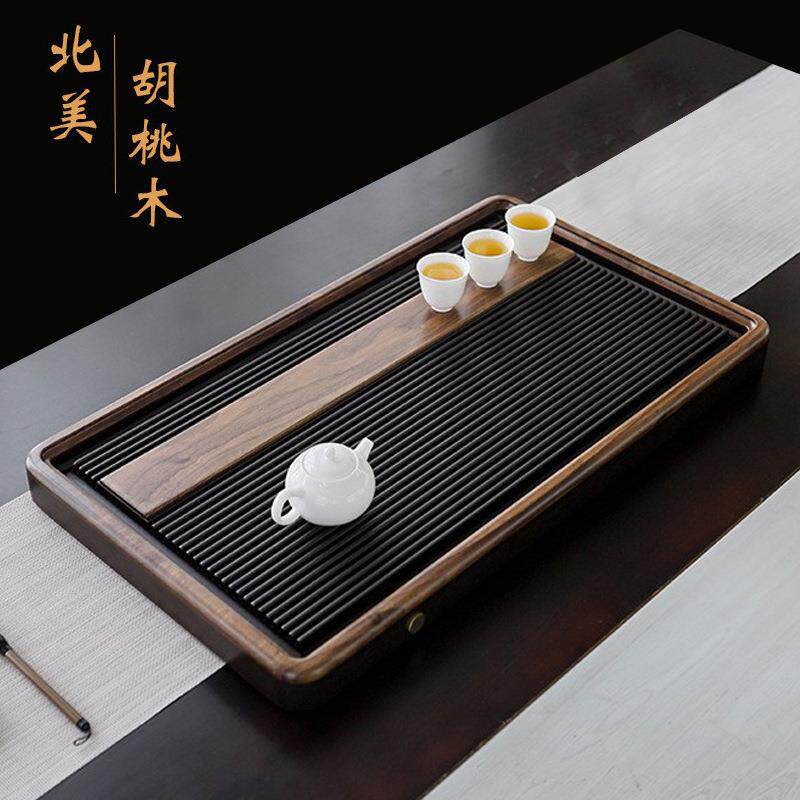 高端电木茶盘德国进口家用北美胡桃木茶台新中式干泡功夫实木茶具
