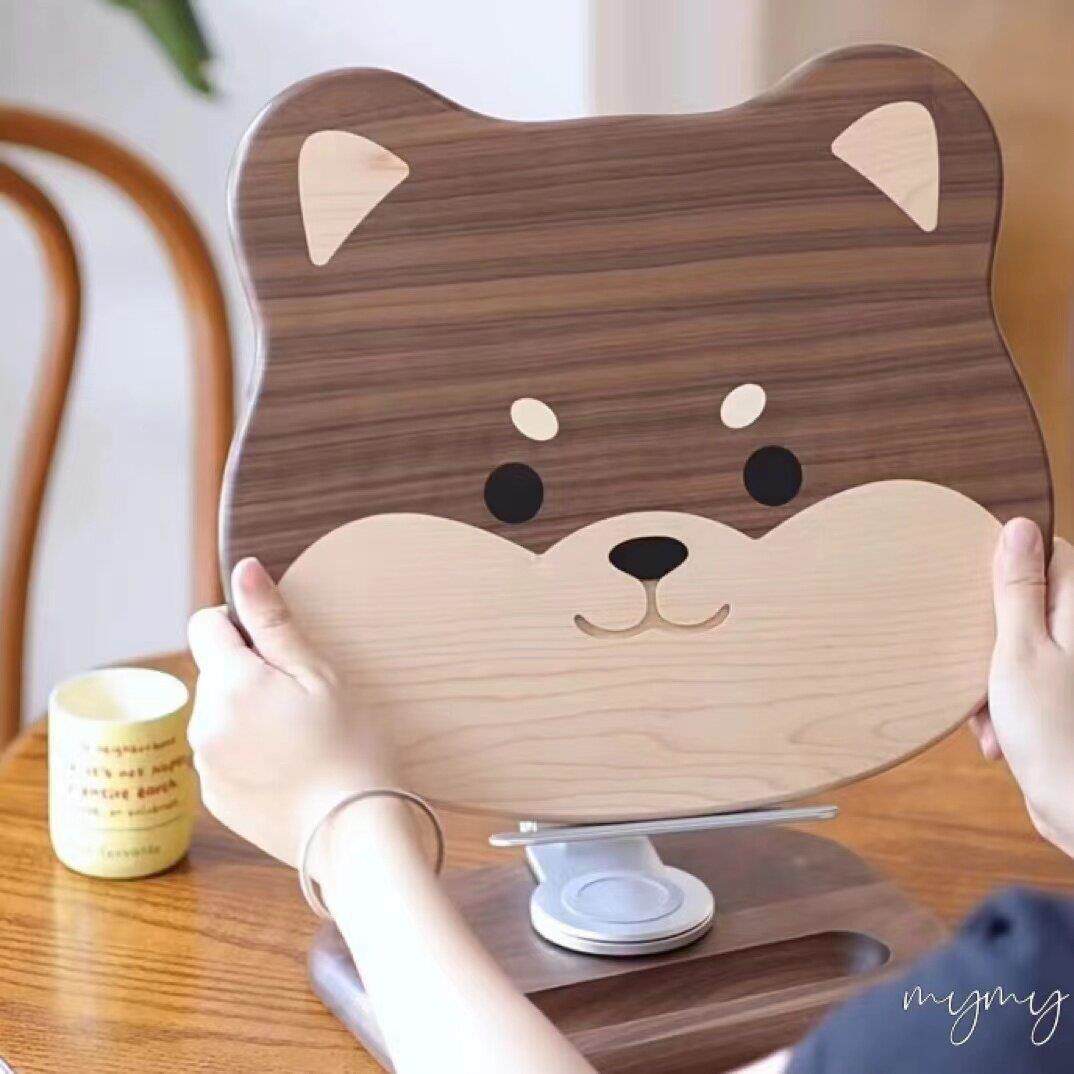 柴犬实木阅读架学生看书增高支架绘本平板笔记本夹书器器可升降旋