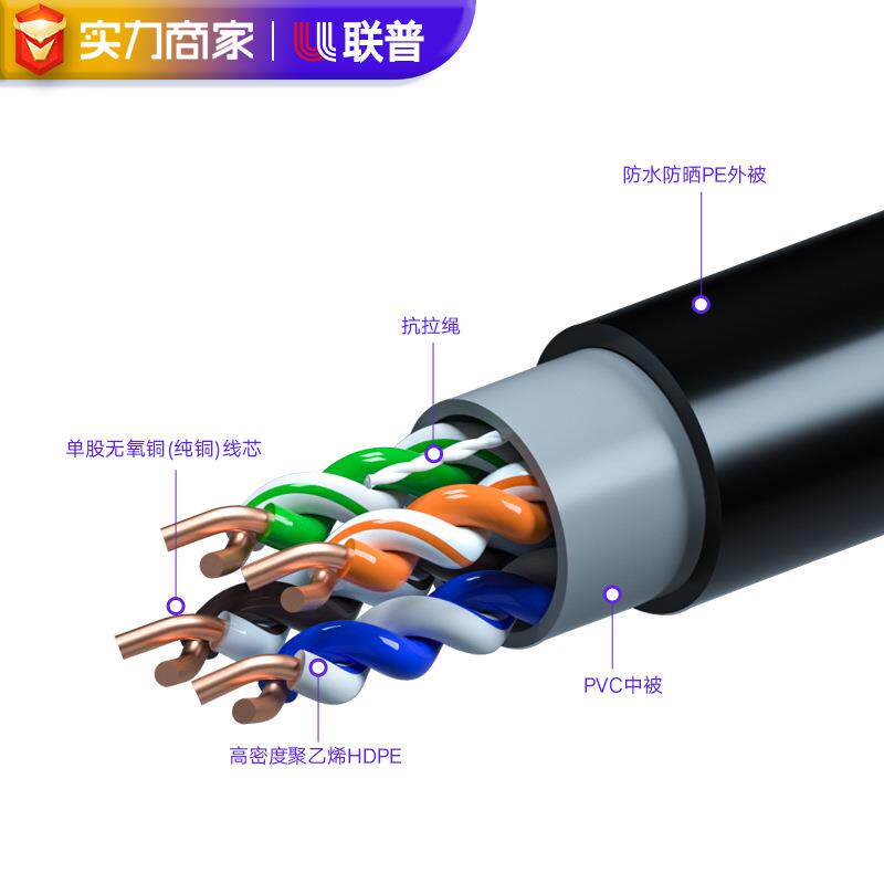 0超五室外网线 CAT5e外工程POE监EID控网络线双层皮防类水线足户3