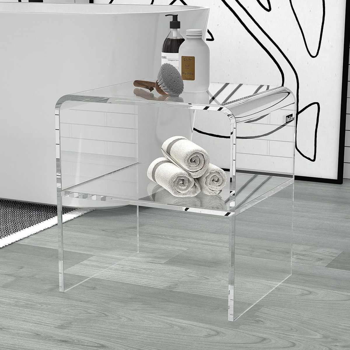 简约亚克力床头柜 卧室网红小边几透明沙发边柜 带额外的架子家具