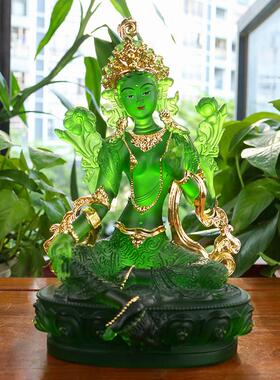 禅悦佛艺古法琉璃贴金绿度母佛像彩绘观音菩萨礼佛家居摆饰多尺寸