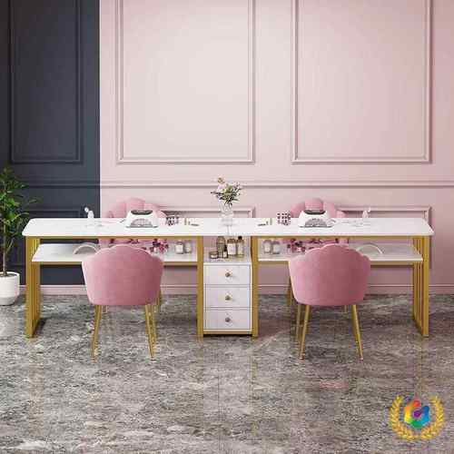 椅轻奢尘大功率吸247器美甲桌套装单台双人网红经济型金色美甲沙