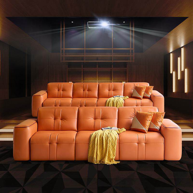 别墅家庭影院私人影音室影视厅电动客厅功能观影沙发床组合布艺内