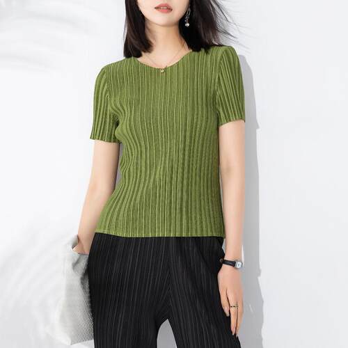 Short sleeved T-shirt, women's hollowed out top, slimming