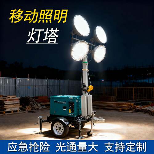 应急移动照明灯车HMF968A手摇升降7米施工抢险救灾夜间车间泛光灯