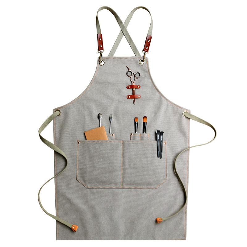 高档韩版时尚帆发布咖餐啡师围裙同定制logo奶茶蛋糕理店中厅款工