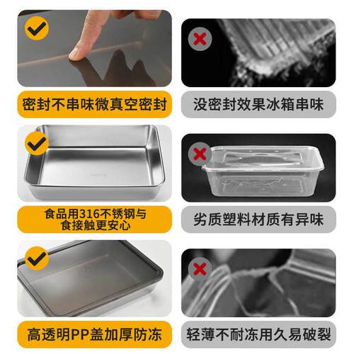 316不锈钢方盘长方形带盖子方盒食品级备盘子平底托盘家用加厚深