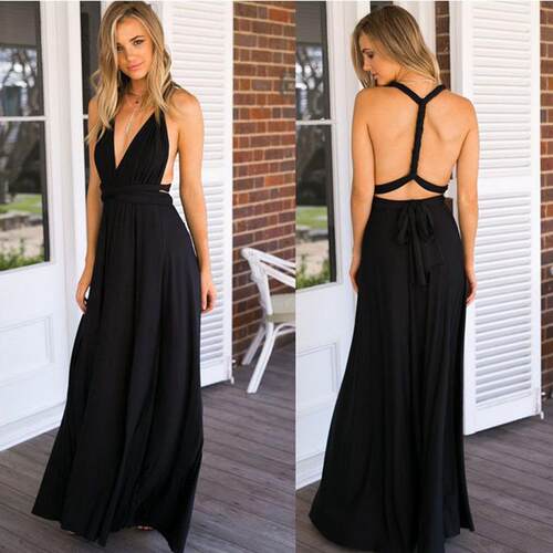Bridemaid Dress - Stylish Sleeveless Maxi With Deep Fo