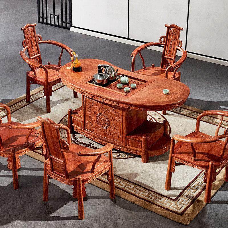 红木家具实木茶桌椅组合新中式刺猬紫檀腰型茶台整装茶几花梨木,住宅家具,红木边桌几类,淘宝优惠券,粉丝福利购,淘宝优惠卷