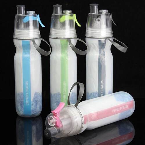cool 500ml double-deck sport drink spray water bottle cold i