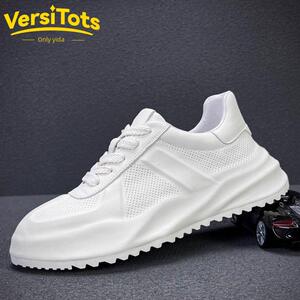 Vs欧洲站真皮白鞋男鞋新夏季厚底休闲运动鞋切出内增高爸爸鞋