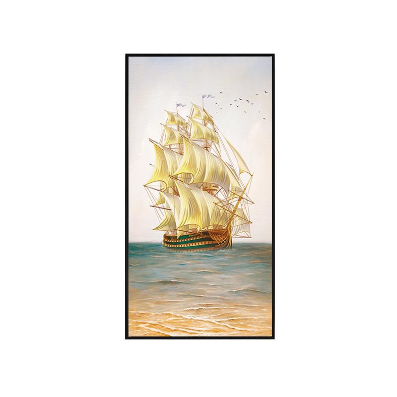 北欧玄关装饰画背景墙挂画一帆风顺玄关画竖版家居壁画走廊