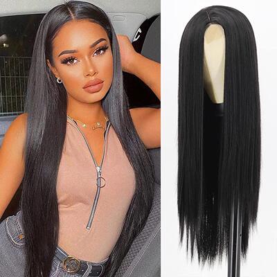 Wig for ladies, black, long, straight hair
