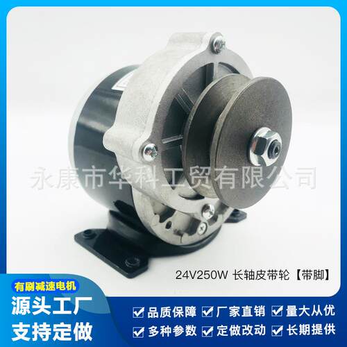 无刷直流电机1016Z(12V250W)长轴皮带轮减速游乐设备撒肥机电动机