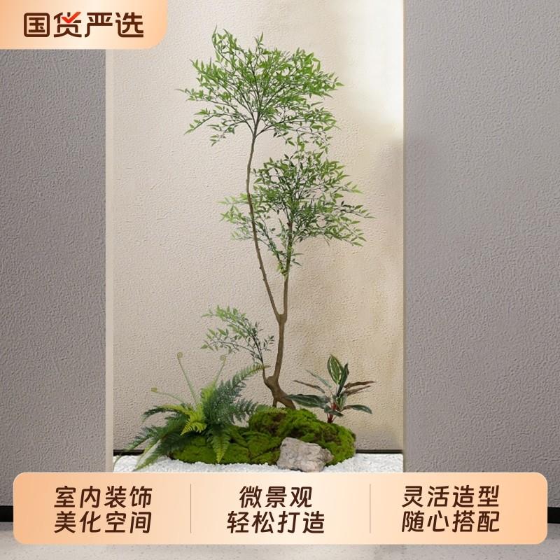 森空间彷真绿色植物造景入户楼梯橱窗微景观玄关角落植物摆件苔藓