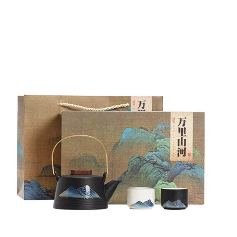 小套功夫茶具套装家用一壶二杯黑陶茶具陶瓷茶杯茶壶国潮文创新款