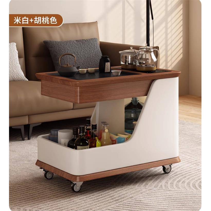 高档级移动茶台沙边几推车茶桌实木全阳台茶发车烧水壶一体高感客