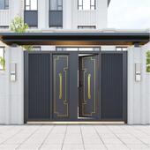 铁艺别墅庭院现代大门农村自建房铝合金户外双开门不锈钢电动大门