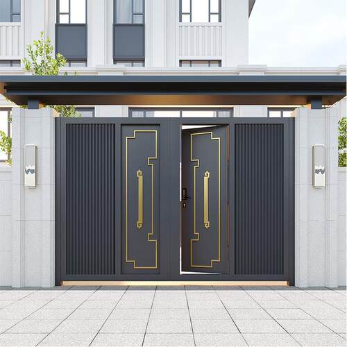 铁艺别墅庭院现代大门农村自建房铝合金户外双开门不锈钢电动大门