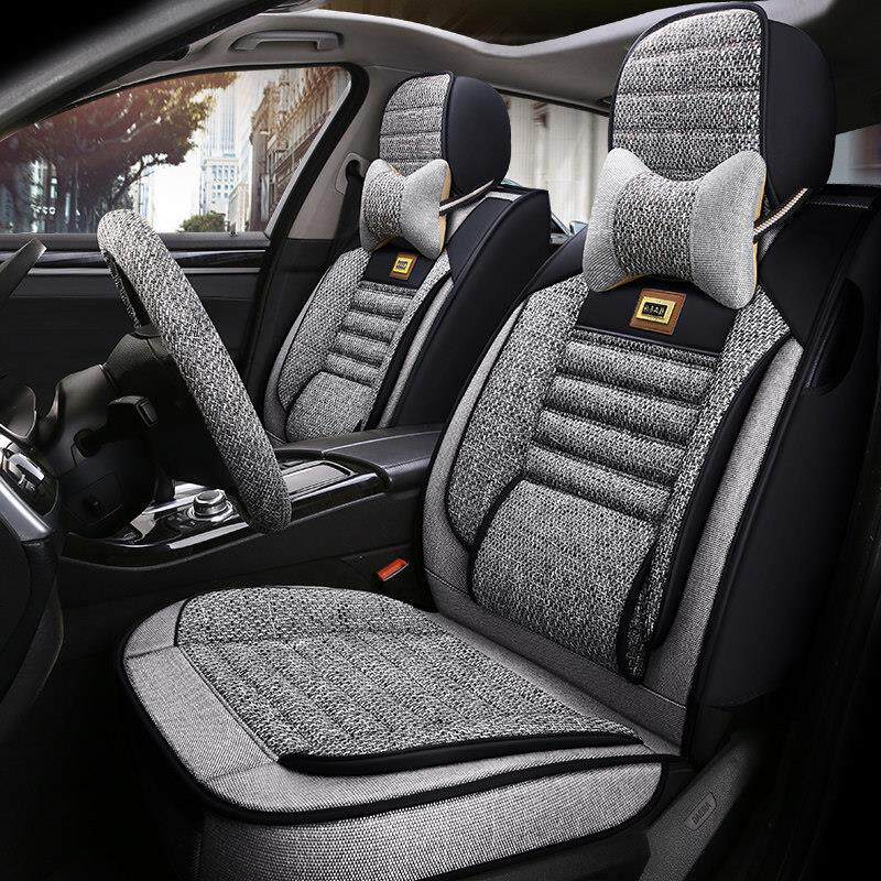 2025新款汽车坐垫四季通用亚麻全包围座椅套舒适车垫五座专用坐套
