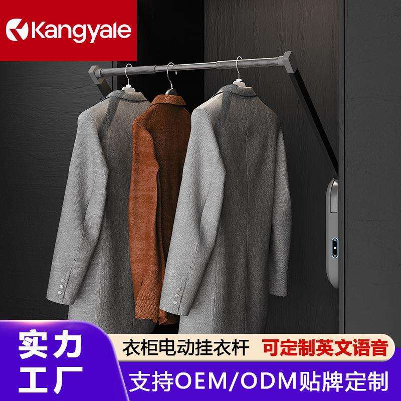 衣柜智能升降晾衣架衣帽间自动下拉伸缩挂衣杆语音遥控上升挂衣器