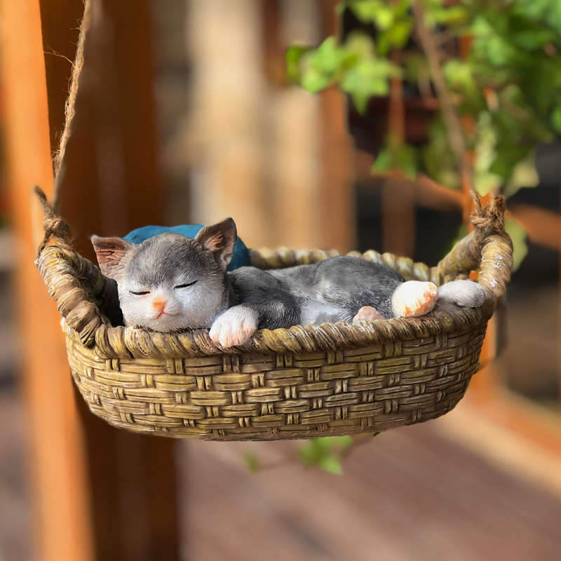创意猫咪摆件仿真动物可爱阳台庭院花园装饰小猫挂件朋友生日礼品