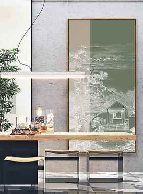 亭QZ202011台楼阁新中式中国风建筑进门玄廊装饰画走过道挂竖画版