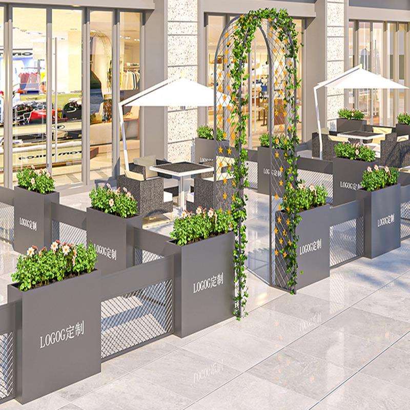 户外花箱组合餐厅铁艺花槽奶茶店室外商业街售楼部种植箱花坛商用