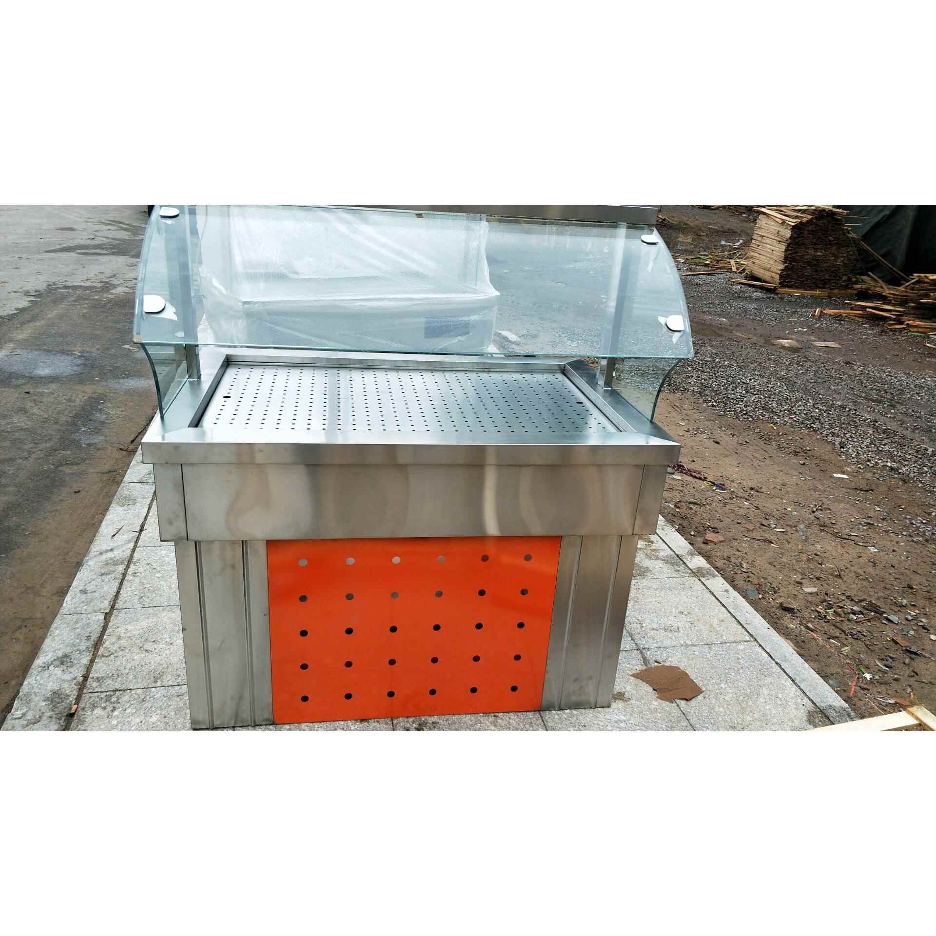 保温售饭台玻璃罩熟食柜超市展柜售菜台保温台电加热打菜台