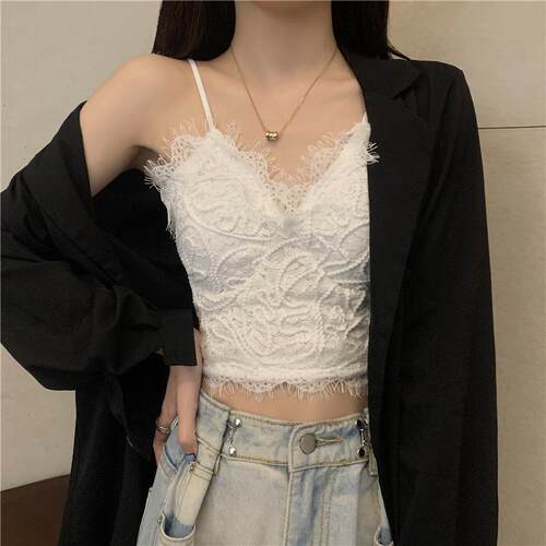 French Sexy Lace Halter Top for Women, Summer New Resort Wea