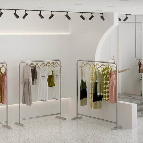 服装店展示架女装店货架落地式不锈钢店铺中岛陈列架童装店挂衣架