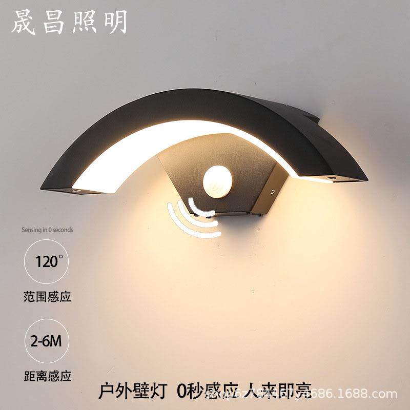 led户外防水人体感应壁灯别墅庭院阳台外墙露台灯可调光室外