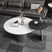 岩板茶几圆形现代客厅创意设计师轻奢边几小户型阳台简约意式 茶桌