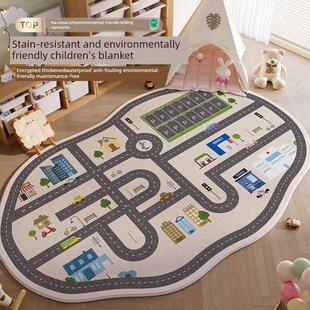 停车场地垫爬行家孩子 房间地毯阅读区交通研究幼儿园游戏客厅早