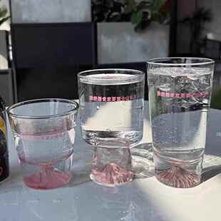 陈奕迅富士山下歌词粉色雪山玻璃水杯咖啡牛奶高级小众玻璃杯礼物