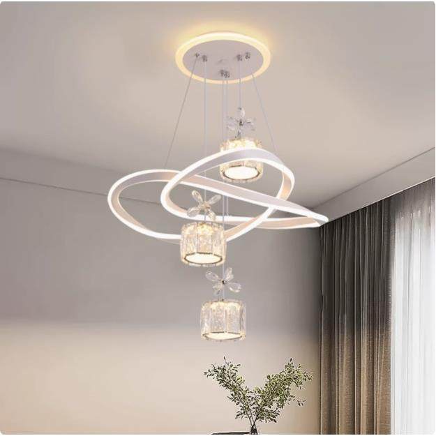 led厅吊灯现代灯简约饭厅水晶吊新款244卧吊灯楼餐梯室吊灯中山灯