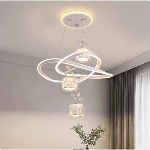 led厅吊灯现代灯简约饭厅水晶吊新款244卧吊灯楼餐梯室吊灯中山灯