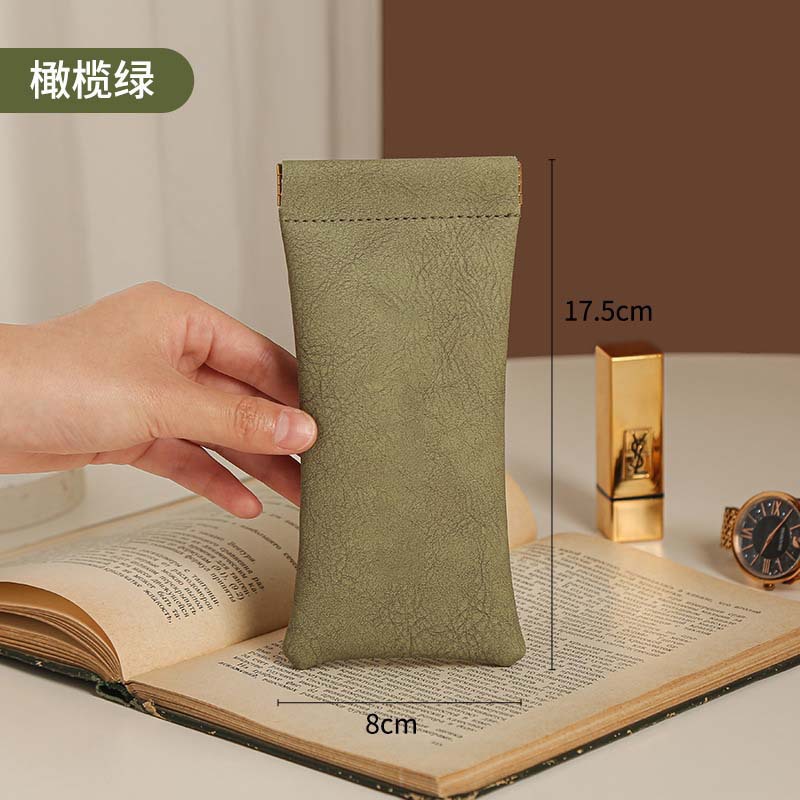 自动闭合眼镜收纳包女迷你小包包百搭轻便零钱包布艺收纳袋口红包