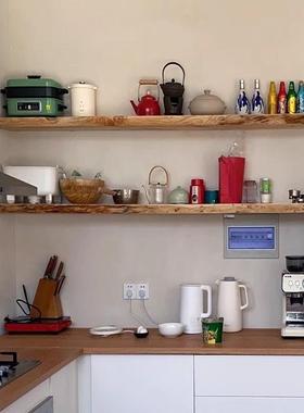 客厅约的现代原EKJ木挂墙电视整块简实木悬挂一字隔柜卧室板上墙