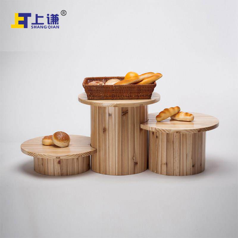 上谦松木托 托架组合糕点西饼蛋糕面 面包房烘焙展柜中岛柜陈列软