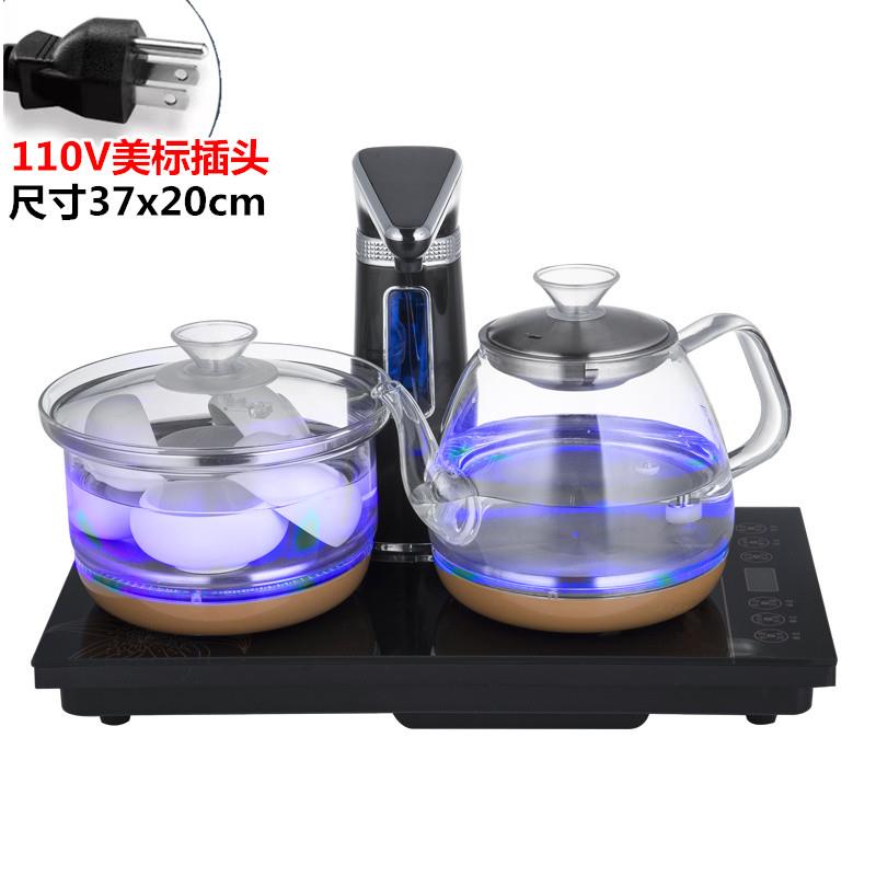 110V220V全自动上水电热烧水壶电磁炉玻璃消毒锅蒸煮茶器台式茶具