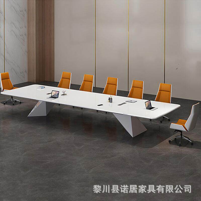 现代简约烤漆会议桌高端轻奢开会洽谈桌办公室大型谈判长桌椅组合