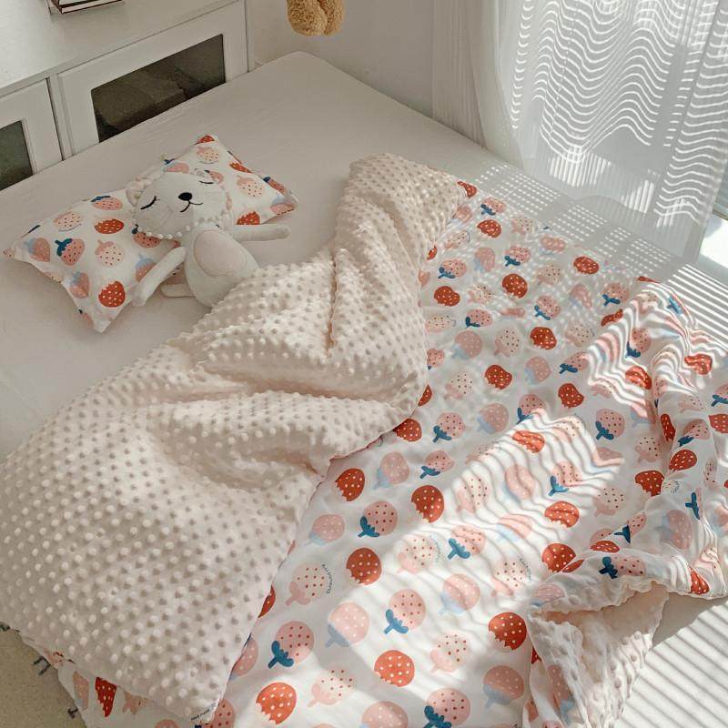 ins草莓婴儿a类竹棉纤维豆豆被子儿童可水洗春秋被加厚空调冬被芯,床上用品,化纤被,淘宝优惠券,粉丝福利购,淘宝优惠卷