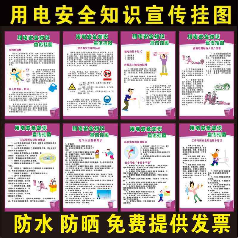 工厂车间安全用电挂图 社区消防常识写真宣传画 出租房海报展板贴
