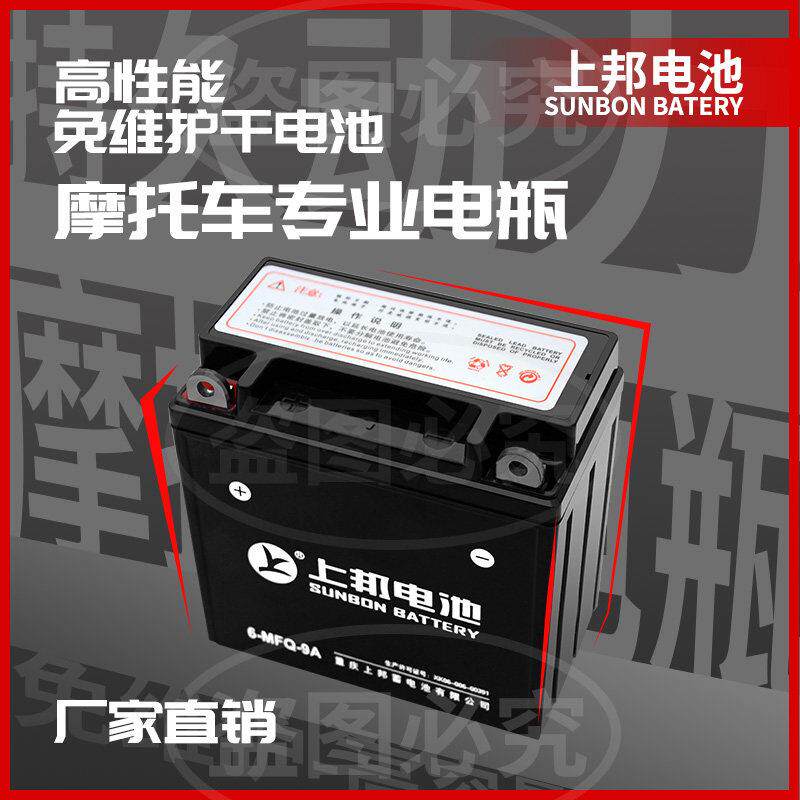 摩托车电瓶12V9a蓄电池免维护通用125摩托车电瓶踏板车12v7ah电池