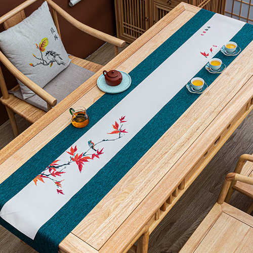 手绘麻布茶道厂家直销简约防水旗茶席家用中式桌防水布