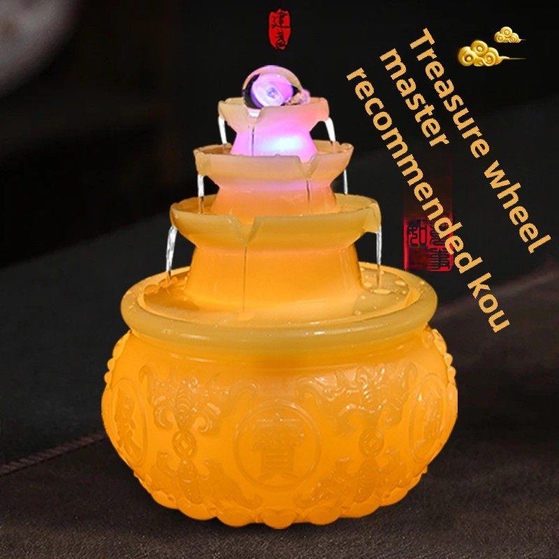 聚宝盆风水轮八方来彩流水摆件招财，循环水，户旺家时来运转，开