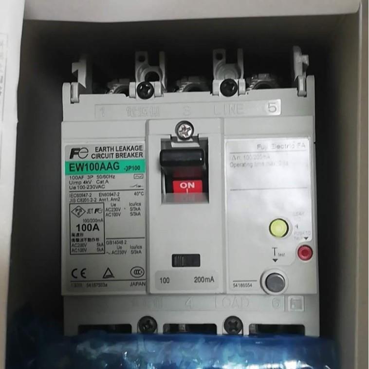 富士漏电断路器EW100AAG 3P 100A 漏电开关断路器 可调100-200Ma