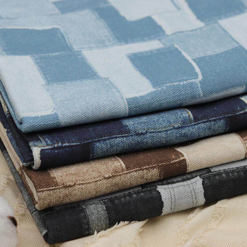 拼布牛仔印花纯棉布料服装面料高档手工DIY衣服外套衬衫面料
