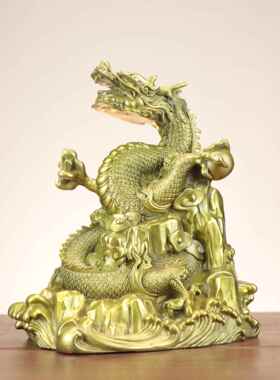 杨铜记 铜龙摆件 生肖龙 戏水龙 过江龙 工艺品家居办公摆件 盘龙